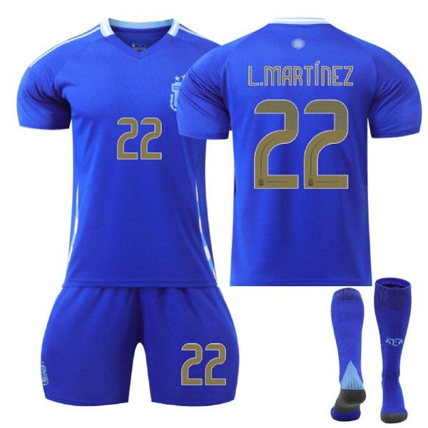 Nevenka Argentina Away L.MARTINEZ #22 Soccer Jersey Kids Adult 3Pcs Kits 24