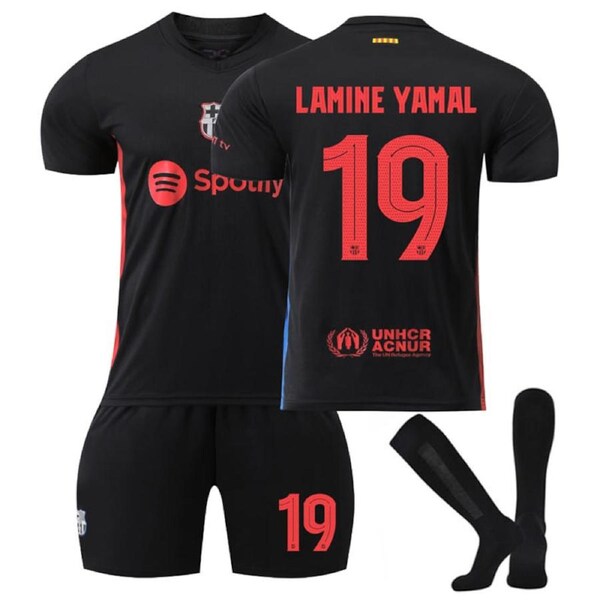 Nevenka Barcelona Away UEFA LAMINE YAMAL #19 Soccer Jersey for Kids Adult 3 Pcs Outfits 30