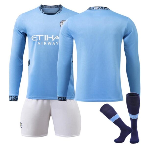 Nevenka Manchester City Home Soccer Jersey Kids Adult 3Pcs Long Sleeve Outfits 2XL