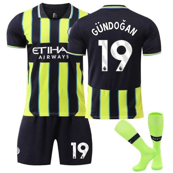 Nevenka Manchester City Away GUNDOGAN #19 Soccer Jersey for Kids Adult 3 Pcs Outfits 24