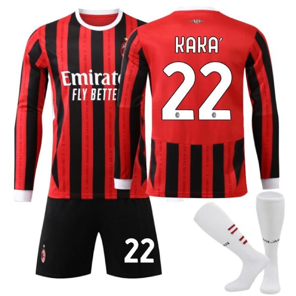 Nevenka AC Milan Home KAKA #22 Soccer Jersey Kids Adult 3Pcs Long Sleeve Outfits 24