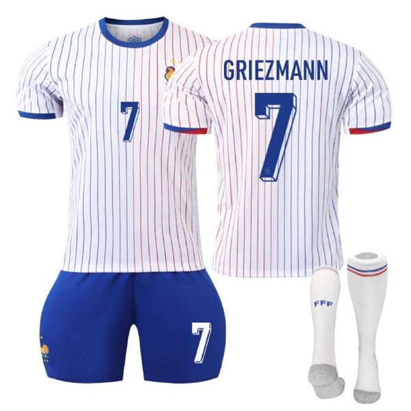 Nevenka France Away GRIEZMANN #7 Jersey for Kids Adult 3 Pcs Soccer Outfits S