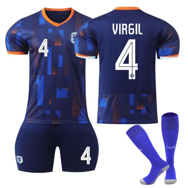 Nevenka Netherlands Away VIRGIL #4 Jersey for Kids Adult 3 Pcs Soccer Outfits 16