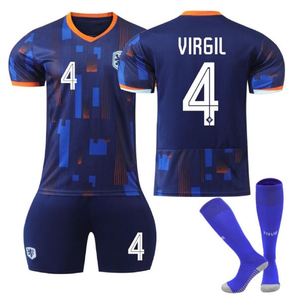 Nevenka Netherlands Away VIRGIL #4 Jersey for Kids Adult 3 Pcs Soccer Outfits 26