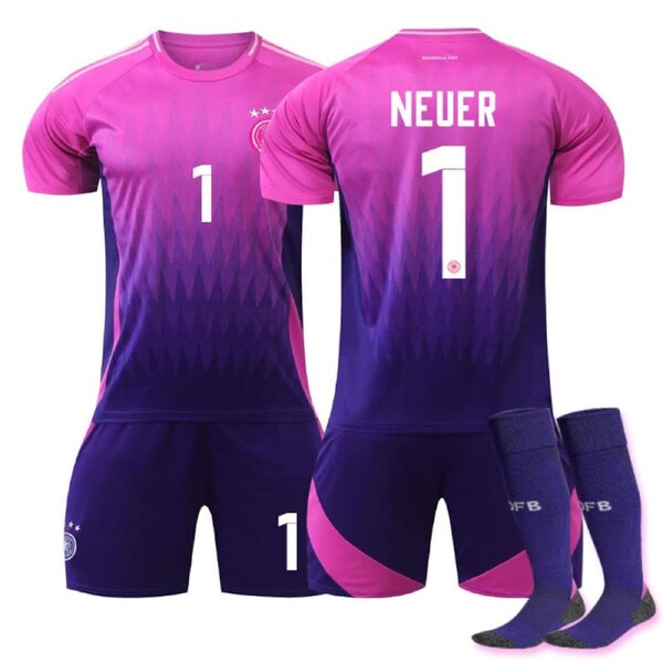 Nevenka Germany Away NEUER #1 Jersey for Kids Adult 3 Pcs Soccer Outfits 22