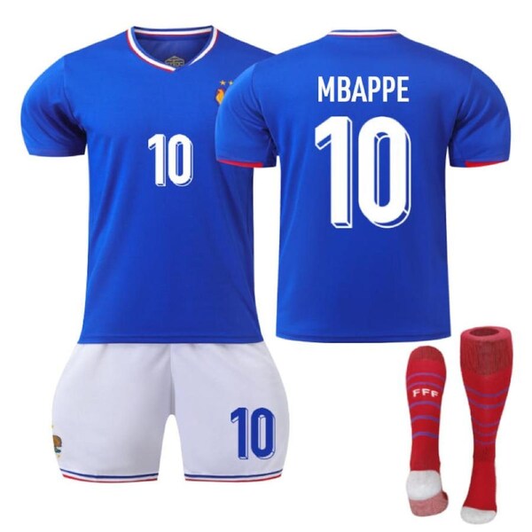 Nevenka France Home MBAPPE #10 Jersey for Kids Adult 3 Pcs Soccer Outfits 16