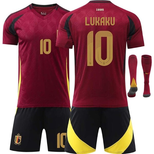 Nevenka Belgium Home LUKAKU #10 Jersey for Kids Adult 3 Pcs Soccer Outfits L