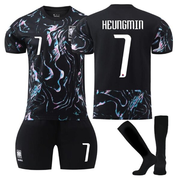 Nevenka South Korea Away HEUNGMIN #7 Jersey for Kids Adult 3 Pcs Soccer Outfits S