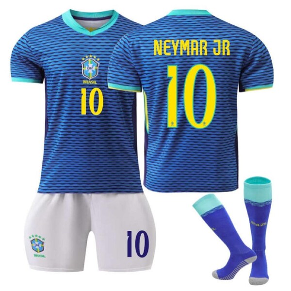 Nevenka Brazil Away NEYMAR JR #10 Jersey for Kids Adult 3 Pcs Soccer Outfits 16