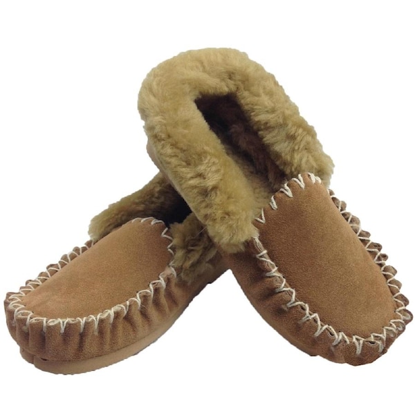 Sheepskin Merino Wool Moccasins Slippers Winter Casual Genuine Slip On UGG Non-Slip Chestnut / 5