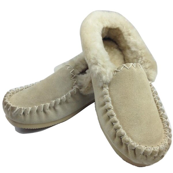 Sheepskin Merino Wool Moccasins Slippers Winter Casual Genuine Slip On UGG Non-Slip Pink / 9