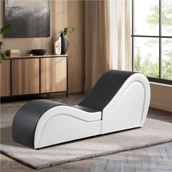 Oikiture Tantra Chair Sofa Couch Love Seat Chaise Lounge Couples Yoga Bed Stool Black and White