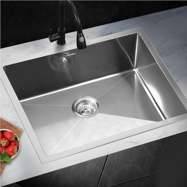 Welba Kitchen Sink Stainless Steel Single Double Bowl Basin With Waste Silver 600x450mm