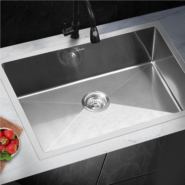Welba Kitchen Sink Stainless Steel Single Double Bowl Basin With Waste Silver 700x450mm