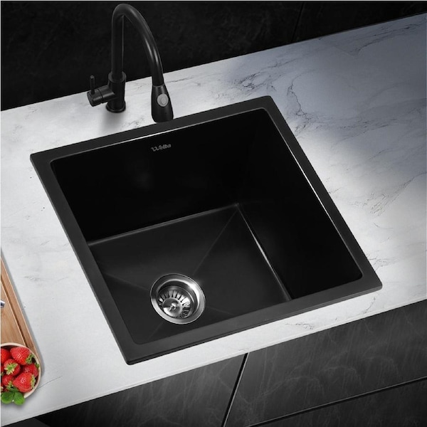 Welba Kitchen Sink Granite Stone Sink Basin Single Double Bowl Black 450x450mm