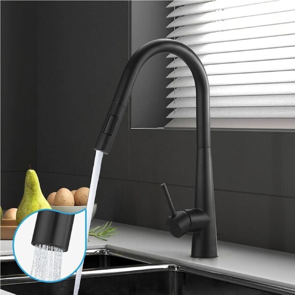 Kitchen Mixer Tap Pull Out Faucet 2-Mode Sink Basin Swivel Taps WELS 440 Black