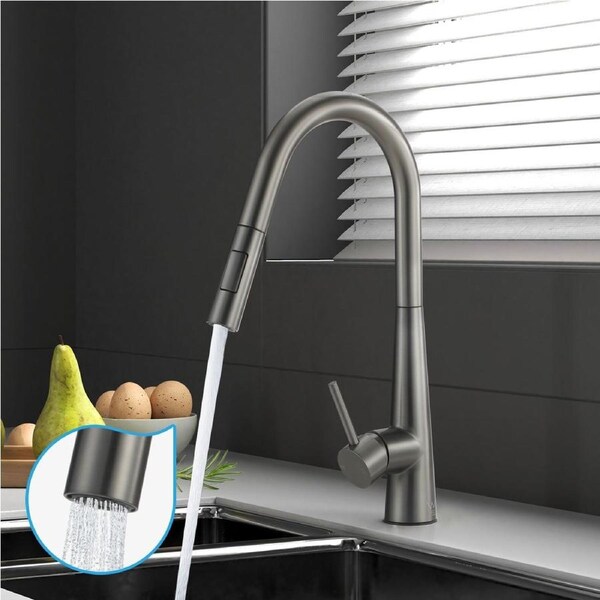 Kitchen Mixer Tap Pull Out Faucet 2-Mode Sink Basin Swivel Taps WELS 440 Grey