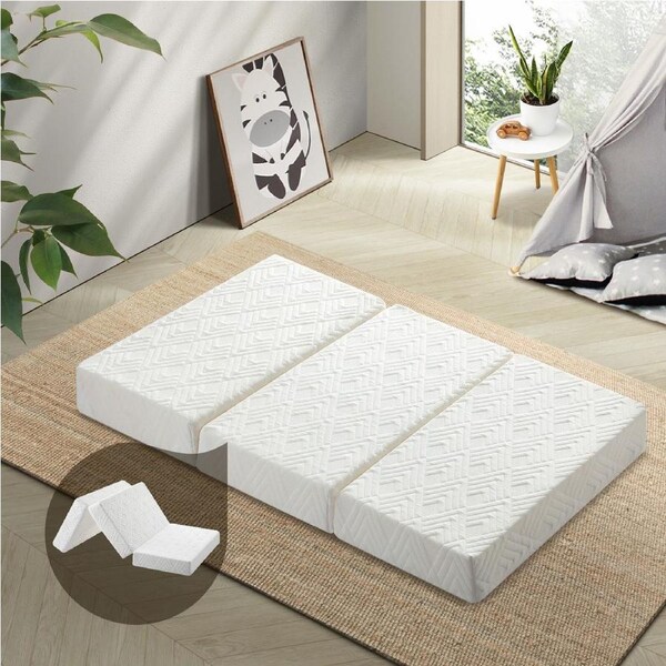 Bedra Folding Mattress Foldable Bed 3 4 Fold Sleeping Floor Mat Camping Cushion Model 11-Knitted Fabric-Cot