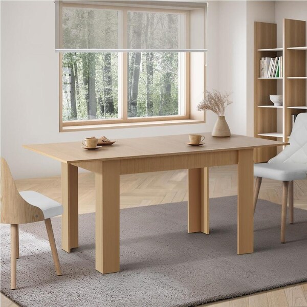Oikiture 160cm Extendable Dining Table Kitchen Restaurant Cafe Table 4 Colour Natural