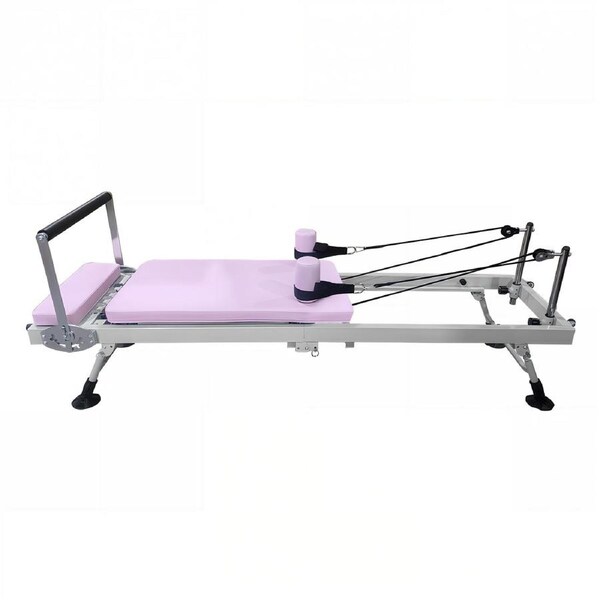 Eeeza Foldable Pilates Reformer, Silent Resistance with Adjustable Steel Frame Upgraded / Pink