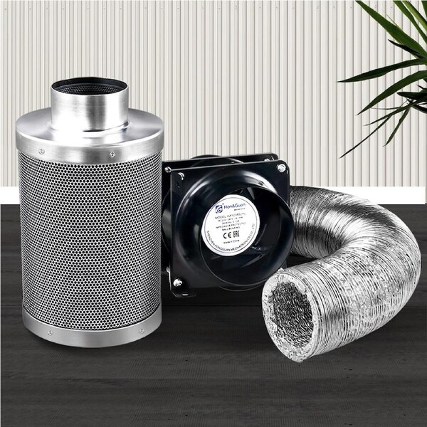 Green Fingers 4" 6" Ventilation Kit Fan Hydroponics Grow Tent Carbon Filter Duct Silver 4 Inches - Silver