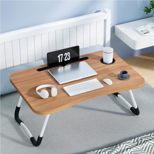 Laptop Desk Table Foldable Stand Lap Tray Sofa Bed Portable Adjustable Desks Oak