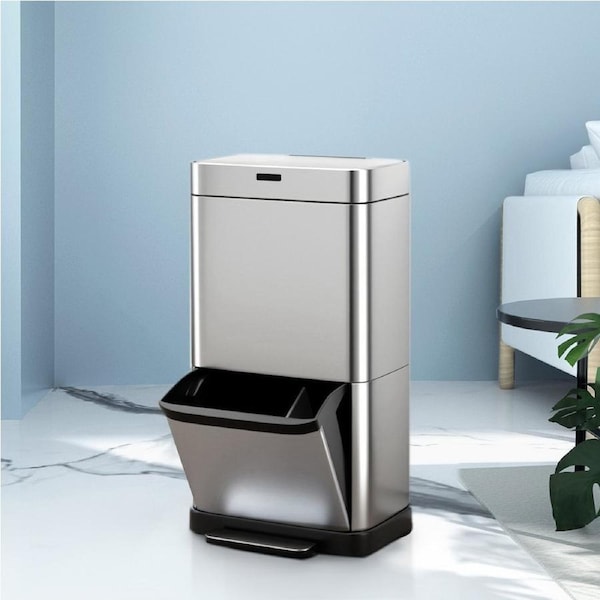 Devanti 70L Motion Sensor Bin Pedal Bins Rubbish Automatic Trash Can Silver