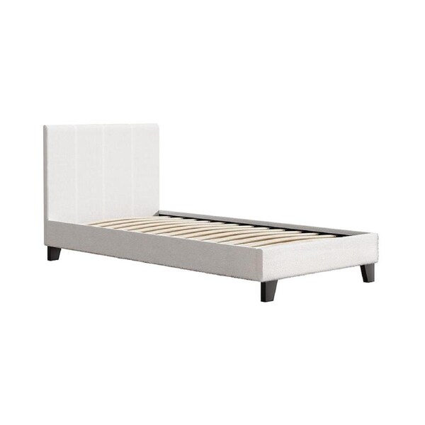 Artiss Bed Frame Boucle Fabric Queen Double King Single Size Gas Lift White Single / Boucle