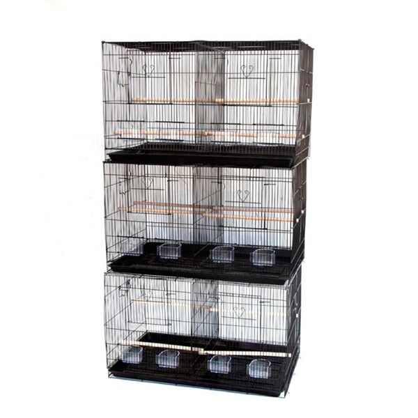3x Breeding Bird Cage with Center Dividor 75cmx45cmx45cm Black