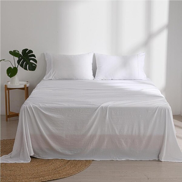 Dreamaker Superfine Washed Microfibre Sheet Set White (Single, King Single, Double, Queen, King, Super King) Single