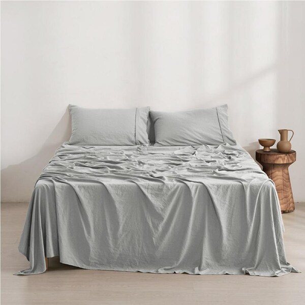 Dreamaker Superfine Washed Microfibre Sheet Set Dove Grey (Single, King Single, Double, Queen, King, Super King) Super King