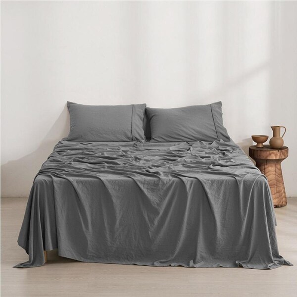 Dreamaker Superfine Washed Microfibre Sheet Set Charcoal (Single, King Single, Double, Queen, King, Super King) Super King
