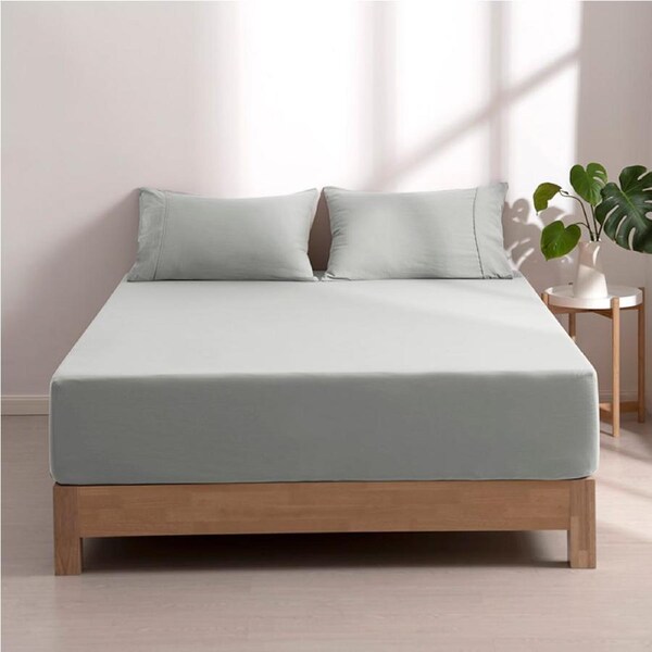 Dreamaker Superfine Washed Microfibre Combo Fitted Sheet Set Dove Grey (Single, King Single, Double, Queen, King, Super King) Queen