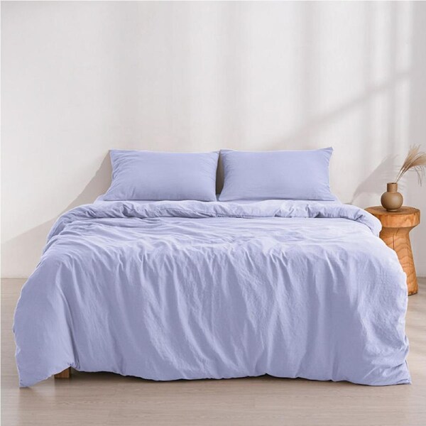 Dreamaker Superfine Washed Microfibre Quilt Cover Set Lilac (Single, King Single, Double, Queen, King, Super King) Double