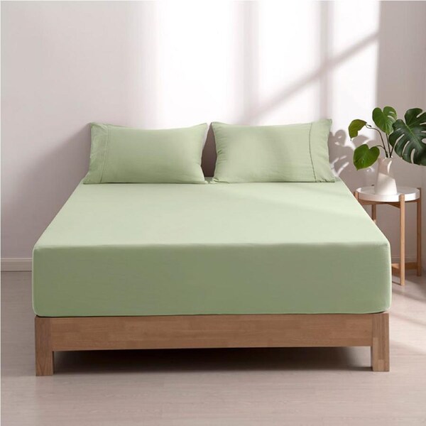 Dreamaker Superfine Washed Microfibre Combo Fitted Sheet Set Sage Green (Single, King Single, Double, Queen, King, Super King) Super King