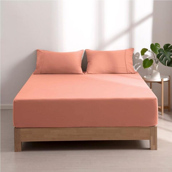 Dreamaker Superfine Washed Microfibre Combo Fitted Sheet Set Pink Clay (Single, King Single, Double, Queen, King, Super King) Single