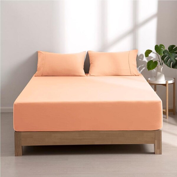 Dreamaker Superfine Washed Microfibre Combo Fitted Sheet Set Peach (Single, King Single, Double, Queen, King, Super King) King