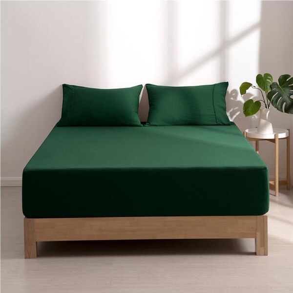 Dreamaker Superfine Washed Microfibre Combo Fitted Sheet Set Hunter Green (Single, King Single, Double, Queen, King, Super King) King Single