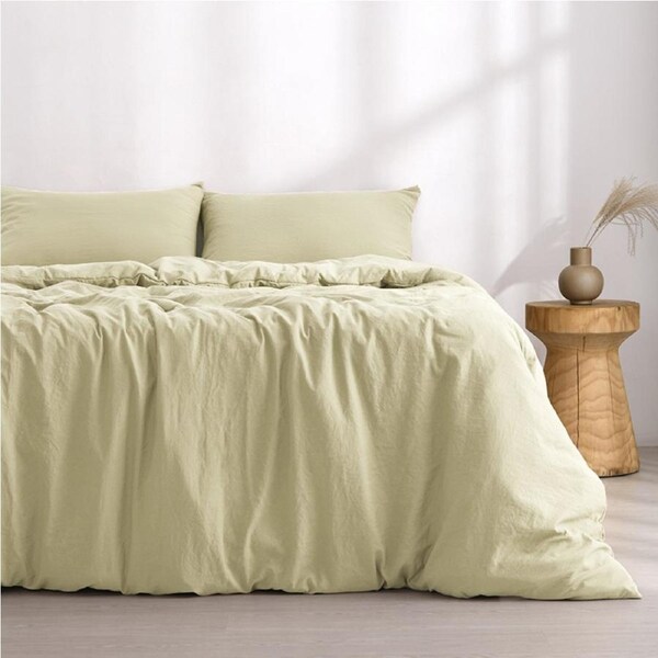 Dreamaker Superfine Washed Microfibre Quilt Cover Set Natural (Single, King Single, Double, Queen, King, Super King) Queen