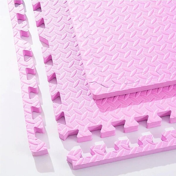 Interlocking EVA Foam Gym Flooring Mat Floor Mats Tiles 60 x 60cm - 12x Pink