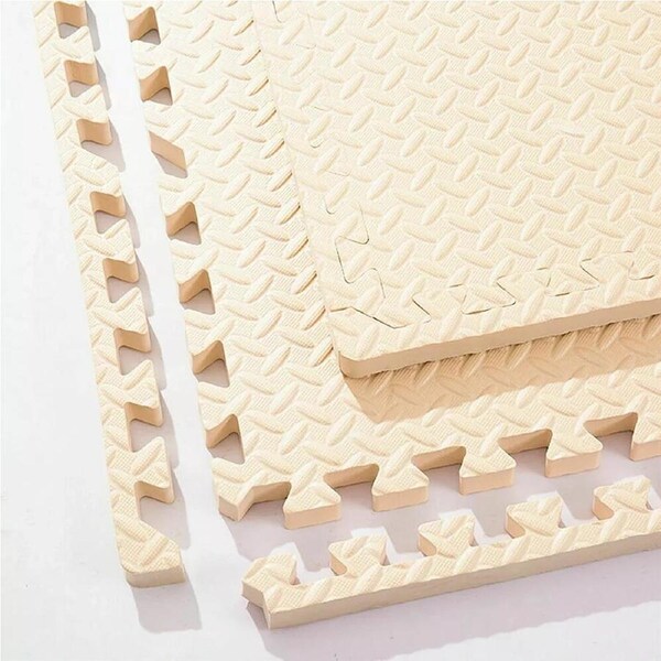 Interlocking EVA Foam Gym Flooring Mat Floor Mats Tiles 60 x 60cm - 12x Beige