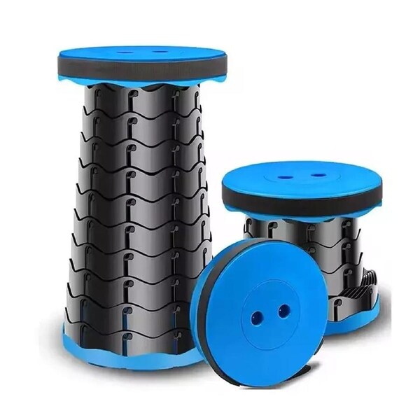 Portable Stool Retractable Folding Telescoping Seat Camping Fishing Chair Blue