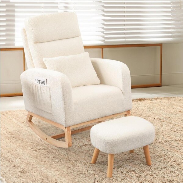 1- Seater Levede Armchair Lounge Chair with Footrest - Beige/Navy/Pink Beige