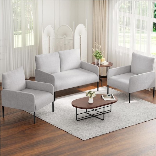 Artiss Armchair 1-4 Seater Sofa Set Lounge Loveseat Accent Chair Linen Grey Kane 1 Seater Armchair