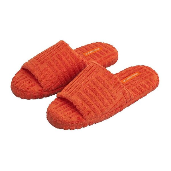 Annabel Trends Womens Open Toe Terry Soft Cotton Slide Slippers - Orange 40-41