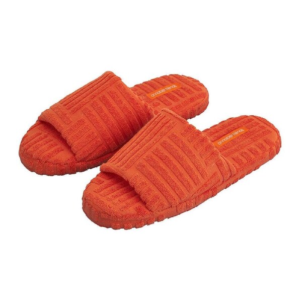 Annabel Trends Womens Open Toe Terry Soft Cotton Slide Slippers - Orange 38-39