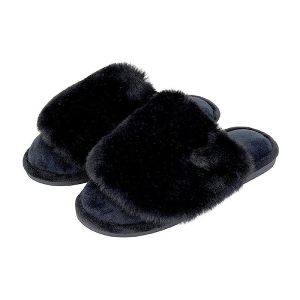 Annabel Trends Womens Closed Toe Indoor Slippers Pair Cosy Luxe - Black 38-39