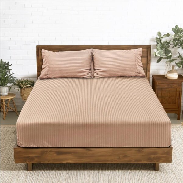 Ramesses Hotel Quality Jacquard Cooling Bamboo Blend Combo Set Single / Dusty Pink
