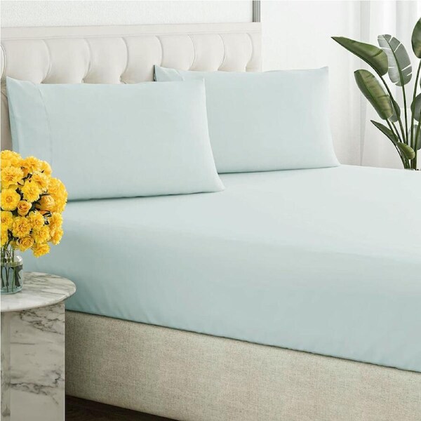Renee Taylor Organic Cotton Fitted & Pillowcase Bedding Sleep Set - Sage Double