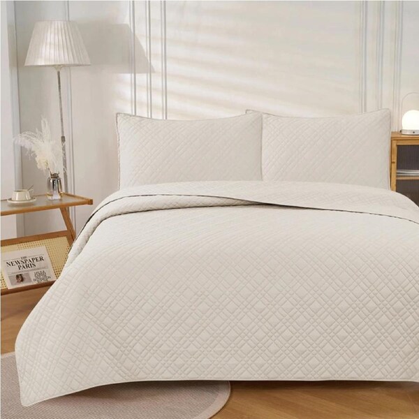 J.Elliot Luxury Morris Coverlet Set Light Cream Queen